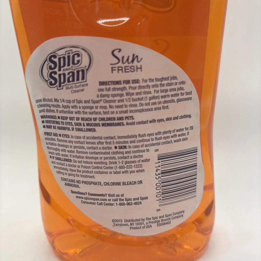 Spic and Span Multi-Surface Cleaner Deodorizer Sun Fresh Scent 28 fl oz NEW